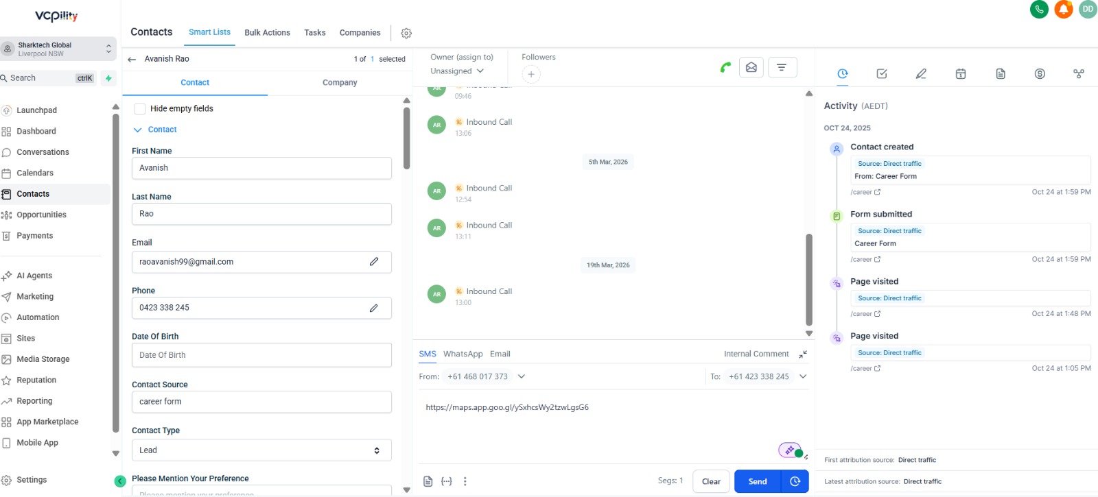 VCPility Contact Analytics